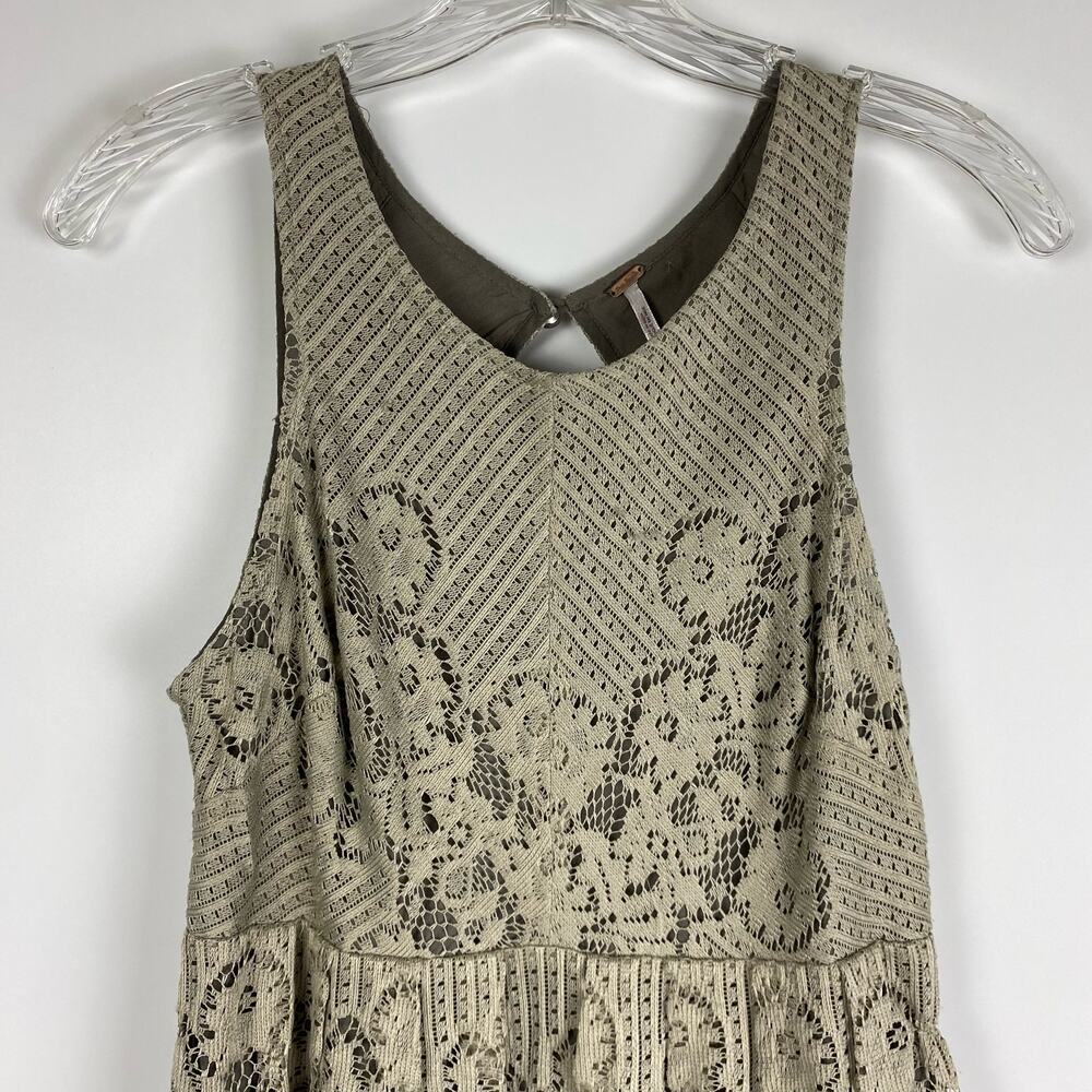 Free People Rocco Lace Dress Stone Gray Keyhole Back Womens Size 4 - Picture 4 of 11
